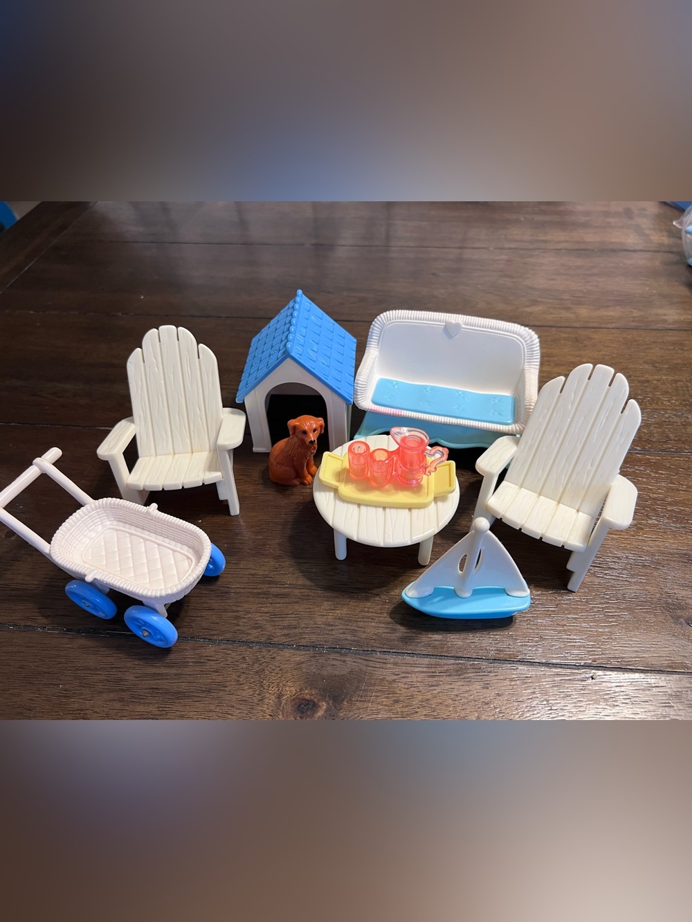 VTG Fisher Price Loving Family Dollhouse Outdoor Furniture Dog House Bundle